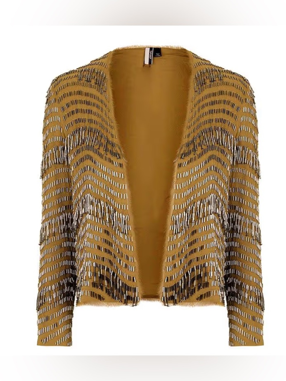Topshop Camel Jacket with Silver Beaded Trim